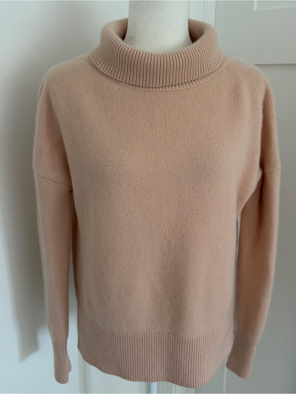 Nordstrom Signature 100% Cashmere Turtleneck Sweater M Blush Pink Thick Knit*E15